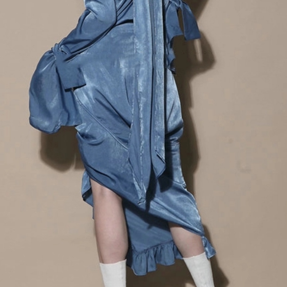 Retro Blue high low skirt - medium